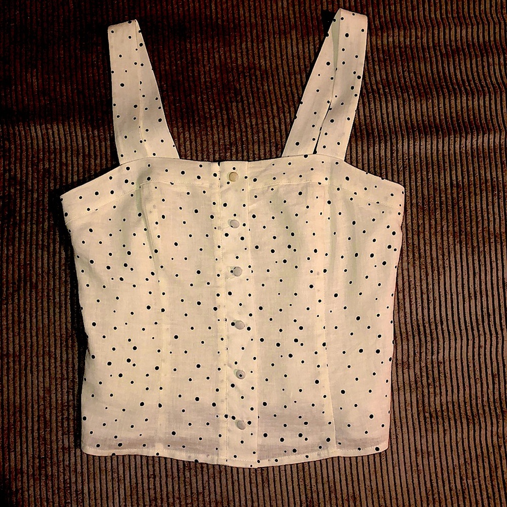 Gianni Bini Black White Dotted Square Neck TankTop